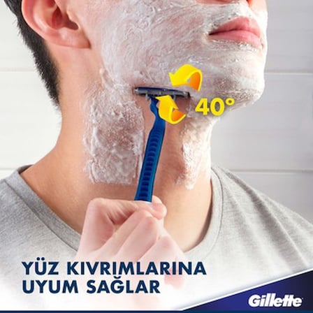 Gillette Blue3 Slalom Kullan At Tıraş Bıçağı 12'li Paslanmaz Çelik ile Profesyonel Tıraş