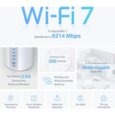 Wi-Fi 7 Mesh Sistemi, 9300 Mbps Hızında Üç Bant