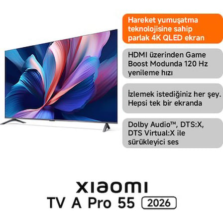 Xiaomi A Pro 55'' 139 Ekran Uydu Alıcılı 4K Ultra HD Smart