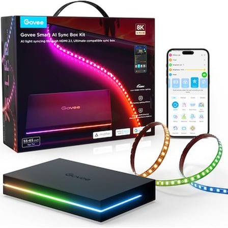Govee Aı Sync Box 2 55-65 Inc Tv Arkası LED Ambiyans Aydınlatma, Ekran Ile Senkron, Yapay Zekalı,