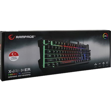 Rampage KB-R57 X-JAMMER Gökkuşağı Aydınlatmalı USB Tam Türkçe Gaming Oyuncu
