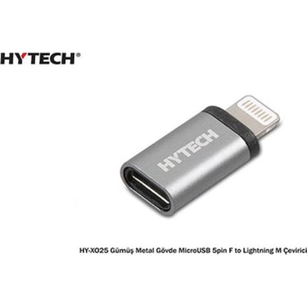 Hytech HY-XO25 Gümüş Metal Gövde Microusb 5pin F To Lightning M