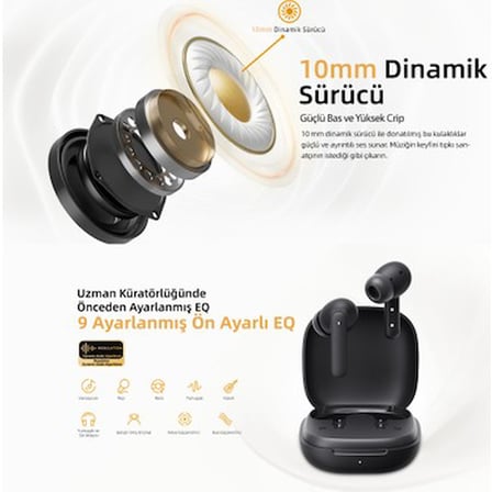 Bluetooth Kulaklık - Şık Tasarım, 35 Saat Pil Süresi, Düşük Gecikme