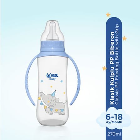 270 ml Mavi Bebek Biberonu, Klasik Kulplu Tasarım
