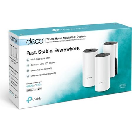 TP-Link Deco M4 (3-Pack) | Wi-Fi 5 Mesh Sistemi | AC1200 Mbps Hız | Fiber Uyumlu | Çift Bant |