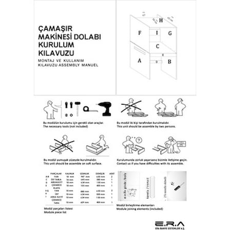 Wons Çamaşır ve Kurutma Makinası Dolabı (Çekmeceli)