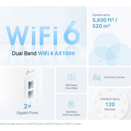 TP-Link Deco X10 (3-Pack) | Wi-Fi 6 Mesh Sistemi | AX1500 Mbps Hız | Fiber Uyumlu | Çift Bant |