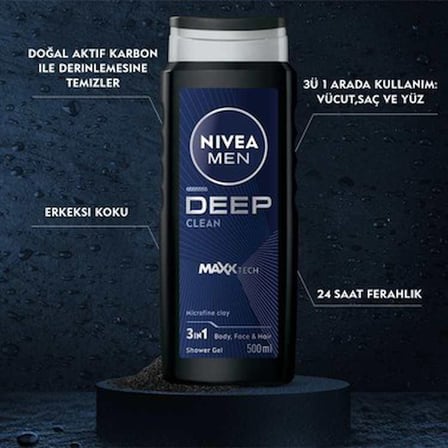 3ü1 arada pratik duş jeli, 500 ml, vücut, saç ve yüz için