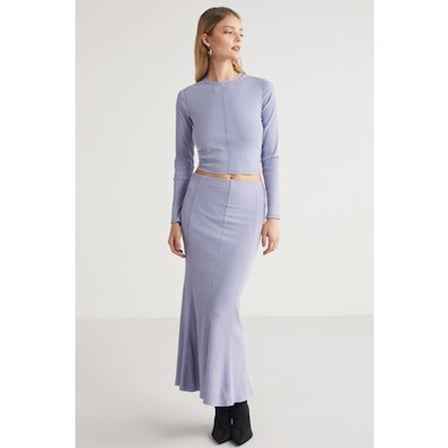 Midi Lila Slim Fit Üst ile Yaza Uygun Tarz