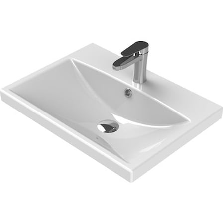 Beyaz Etajerli Lavabo, 60x45 cm Modern Tasarım