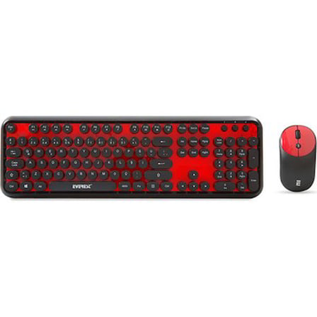 Kablosuz Klavye ve Mouse Seti, Siyah Kırmızı Renk Seçeneği ile Modern Tasarım