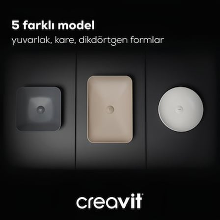 Yuvarlak Beyaz Deliksiz Lavabo, 45 cm Boyutunda