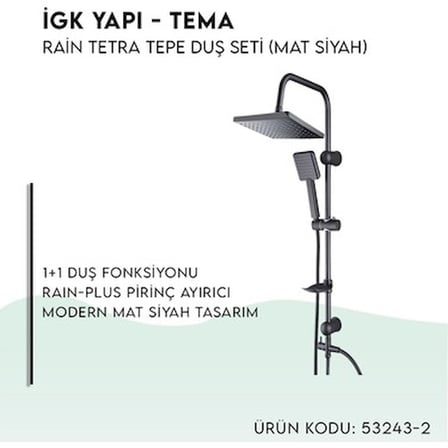 Siyah Sürgülü Duş Seti ile Modern Banyo Tasarımı