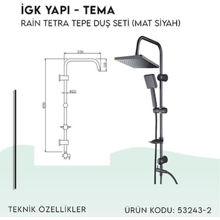 Siyah Sürgülü Duş Seti ile Modern Banyo Tasarımı