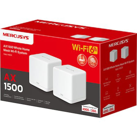 Mercusys Halo H60X(2-pack), AX1500Mbps, Dual-Band, Gigabit Portları, 100'e Kadar Cihaz