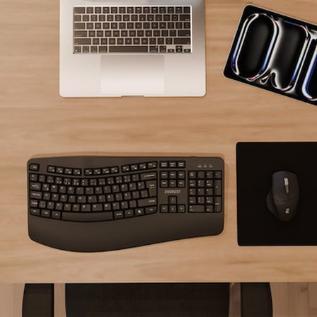 Siyah Kablosuz Ergonomik Klavye ve Mouse Seti - Konforlu Kullanım