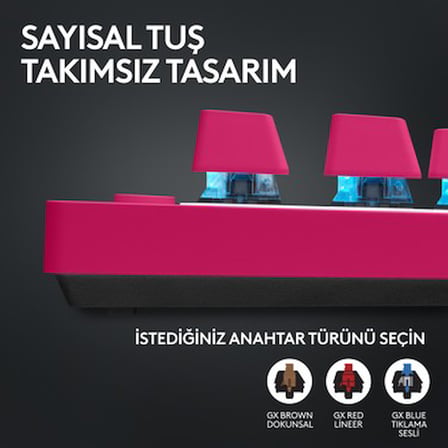 Logitech G PRO X TKL LIGHTSPEED Kablosuz LIGHTSYNC RGB PBT tuş başlıkları ile İngilizce Oyun