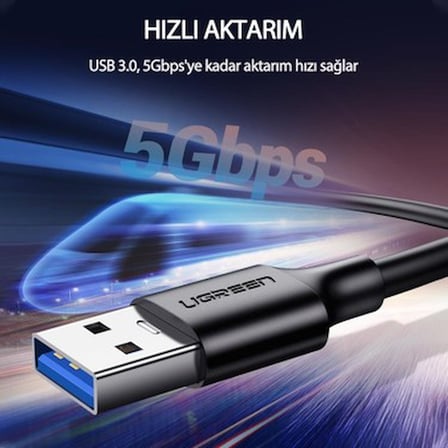 Ugreen USB 3.0 USB-C Data ve Şarj Kablosu 50 cm,