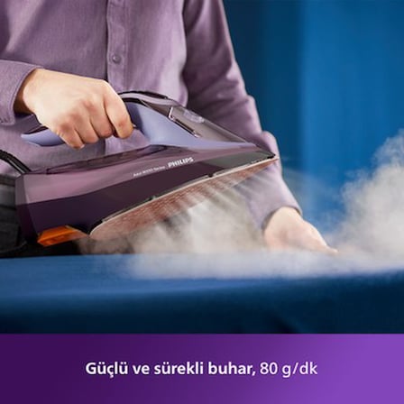 Philips 8000 Serisi Azur Buharlı Ütü, 3000W, SteamGlide Elite Taban, Otomatik Kapanma, 240 g Şok