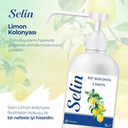Sprey Kolonya - 1 Lt, Ferahlatıcı Limon Aroması