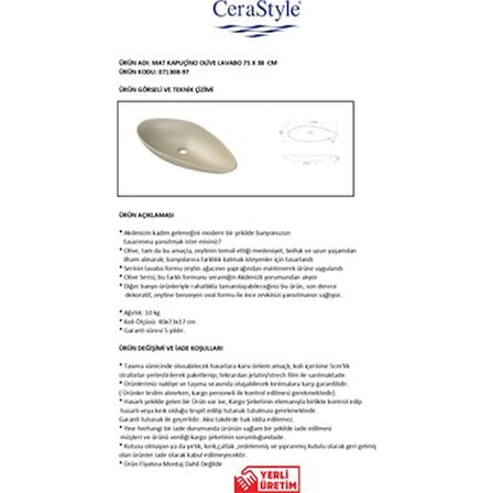 Mat Kapuçino Renkli Seramik 75 cm Lavabo, Şık
