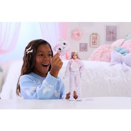 Barbie® Cutie Reveal™ Serisi - Kedicik Bebek ve Aksesuarları, Yumuşak Dostlar Serisi Kedicik, 10