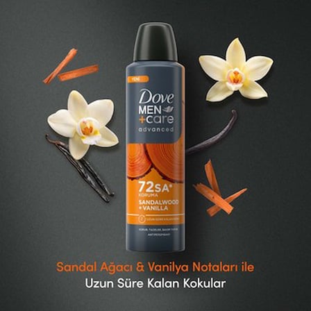 150 ml Sandalwood Vanilyalı Erkek Deodorant, 72 Saat Koruma Sağlar