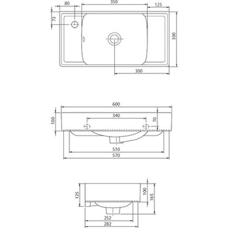 Sol Delikli 60x30 cm Etajerli Seramik