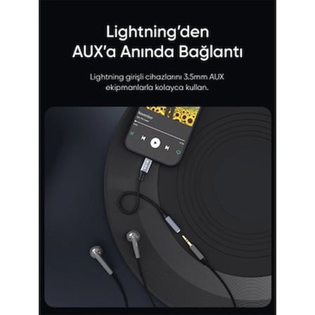 S-Link Armor Ml-01 120Cm Lightning To M Aux Örgülü Metal Başlıklı Siyah Ses