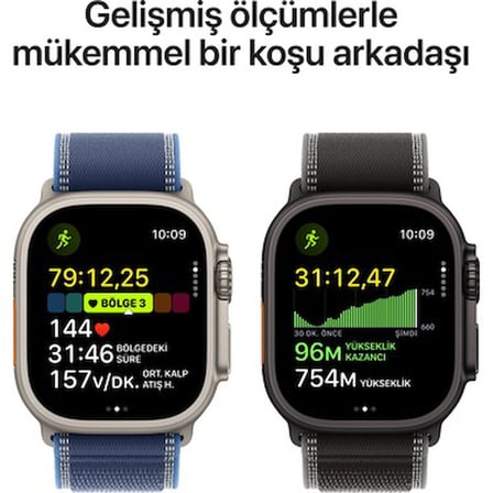 Apple Watch Ultra 3 Gps + Cellular, 49 mm Natürel Titanyum Kasa ve Mavi/parlak mavi Trail loop -