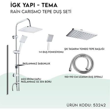 Rain Carismo Tepe Duş Seti, İki Model