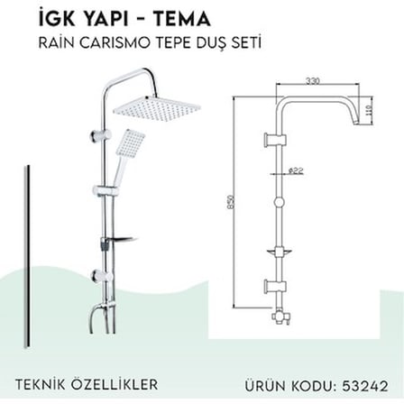 Rain Carismo Tepe Duş Seti, İki Model