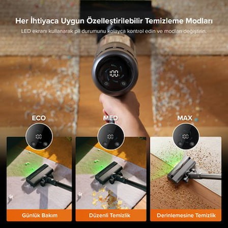 Turbo Başlıklı Şarjlı Dikey Süpürge, 1500+ L Toz Haznesi ile