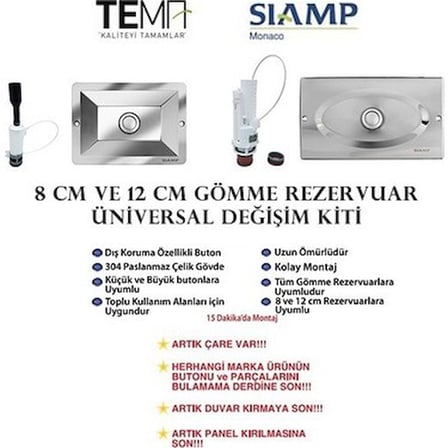 Tema Üniversal Değişim Kiti 8Cm (Parlak Krom) Küçük