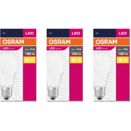 10W Sarı Işık E-27 1055lm Ampul 3'lü Set Modern Aydınlatma