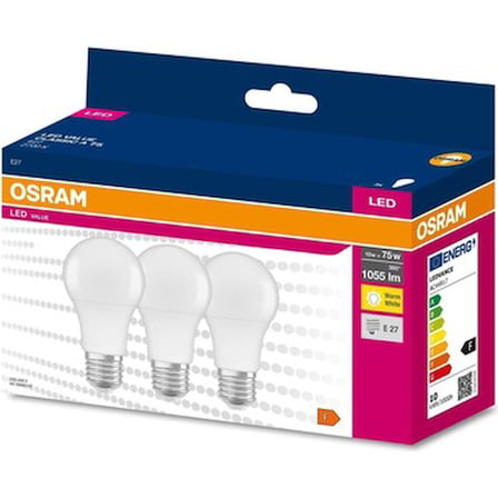 10W Sarı Işık E-27 1055lm Ampul 3'lü Set Modern Aydınlatma