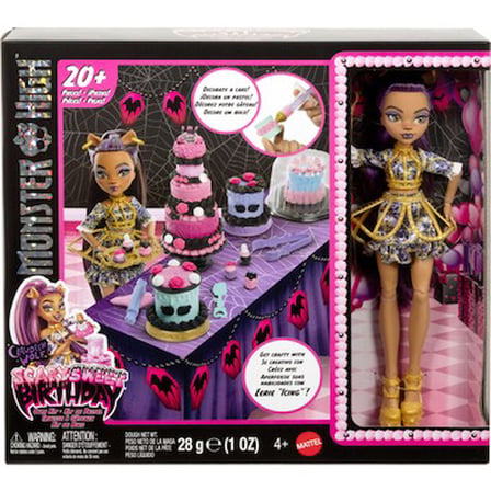 Barbie MONSTER HIGH® HAVALI DOĞUM GÜNÜ™ CLAWDEEN WOLF™ Pasta Seti | Clawdeen Wolf bebek ve 20'den