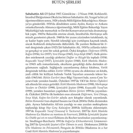 Yapı Kredi Yayınları Bütün Şiirleri - Sabahattin