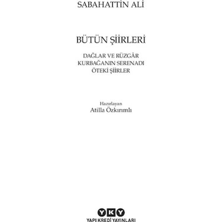 Yapı Kredi Yayınları Bütün Şiirleri - Sabahattin
