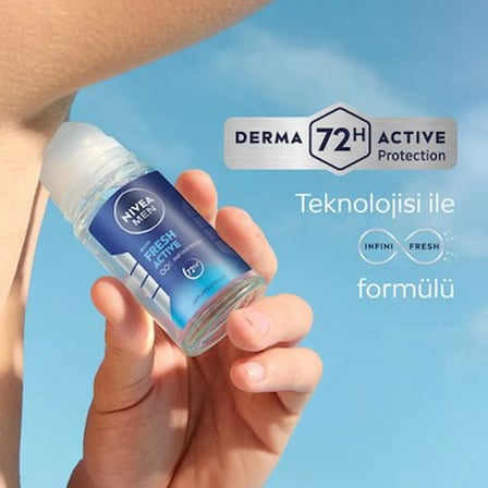 Nivea Men MEN Erkek Roll-on Deodorant Fresh Active 50ml, 72 Saat Terleme Karşıtı, Alkolsüz,