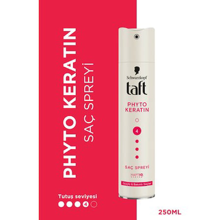Taft Saç Spreyi Ultra Güçlü Tutuş Orta Sertlik 250 ml Keratin ve Phyto Keratin İçerikli Tüm Saç