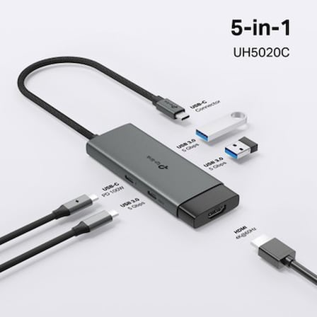 USB-C 5-in-1 Hub, 4K HDMI ve Hızlı Şarj Özellikli
