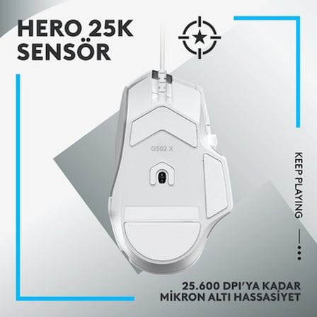 Logitech G G502 X Kablolu HERO 25K Sensörlü Yüksek Performanslı Oyuncu Mouse -