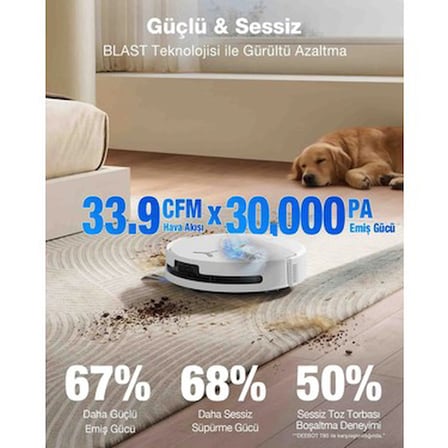 30.000 Pa Emiş Gücü ile Robot Süpürge ve Paspas Seti