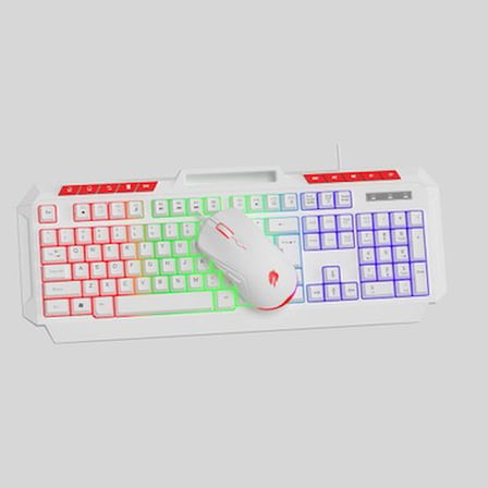 Gamebooster Knight KM-11W Rainbow Aydınlatmalı Kablolu Oyuncu Klavye & Rgb Mouse Set -