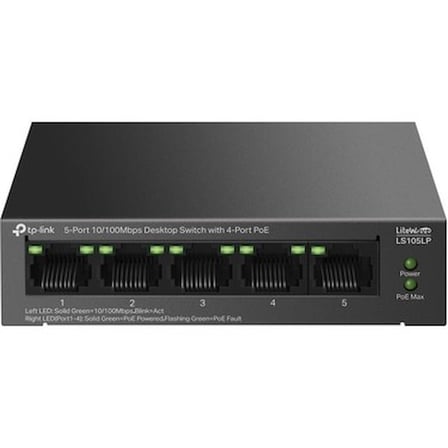TP-LINK LS105LP 4 PORT 10/100 +1 PORT RJ45 UPLINK 41W 250 METRE POE MESAFE METAL KASA