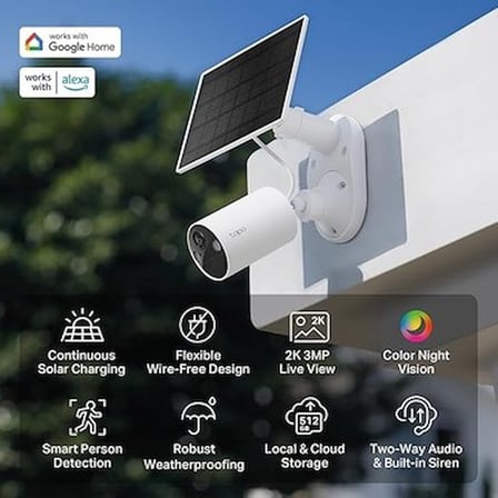 Bataryalı Güvenlik Kamerası Kiti, 2K 3MP QHD ve Güneş Paneli Desteği
