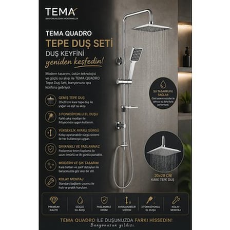 Yüksek Basınçlı Renkli Tepe Duş Seti ile Ergonomik Kullanım