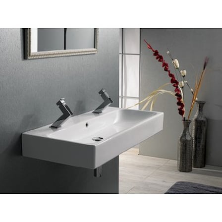 Çift Hazneli Etajerli 100 cm Seramik Lavabo Tasarımı