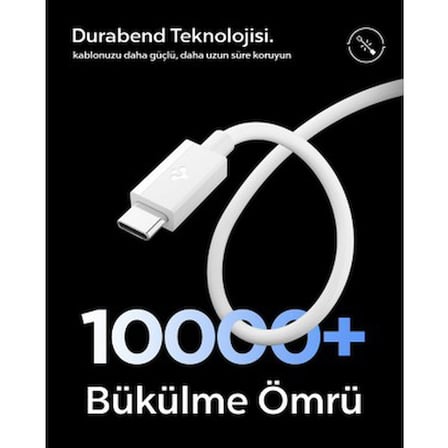 Spigen USB-C to USB-C 1 Metre Kablo 60W Güç / PPS 2.0 Super Hızlı Şarj / 480 Mbps Data Aktarım Hızı